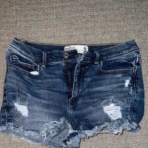 Abercrombie & Fitch Blue Jean Shorts Distressed Frayed Hem